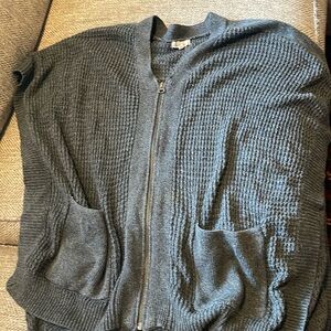 Mod-o-doc waffle weave heather gray poncho sweater wrap s/m y2k